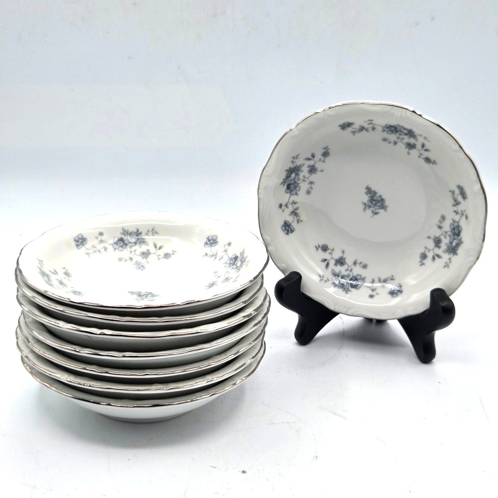 Johann Haviland Bavaria Germany Blue Garland China 8 Dessert or Fruit Bowls